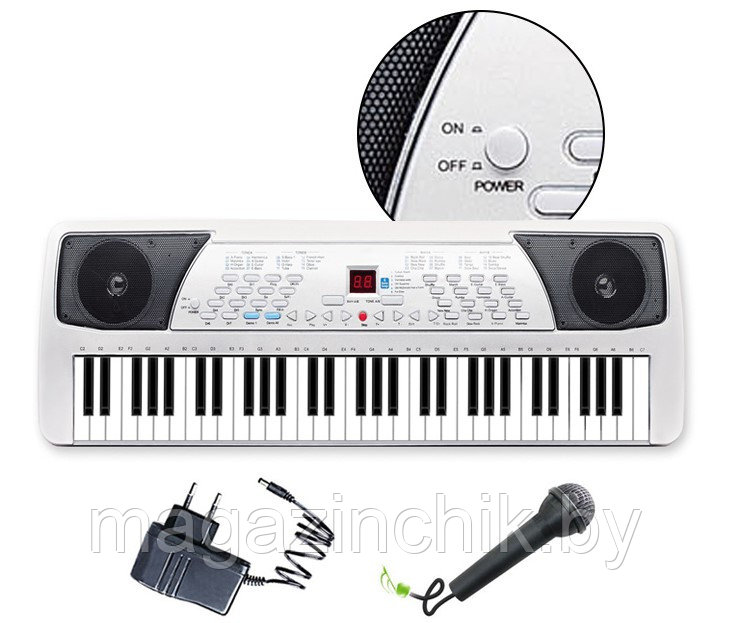 Синтезатор с USB и микрофоном, от сети 220, белый, 61 клавиша SD617 - фото 2 - id-p134547988