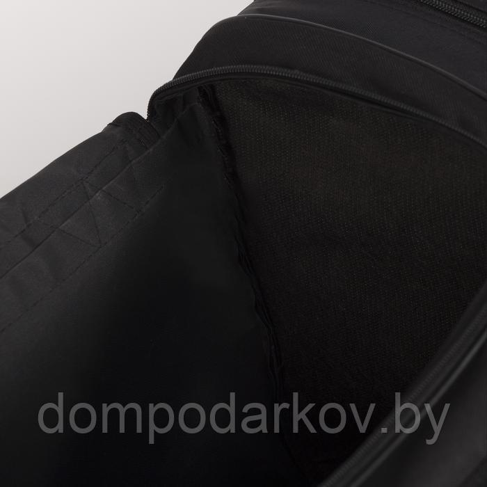 Сумка спортивная, 3 отдела на молниях, наружный карман, длинный ремень, цвет чёрный - фото 4 - id-p134613591