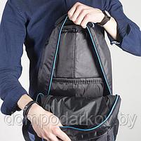Рюкзак молодёжный, 2 отдела на молниях, наружный карман, 2 боковые сетки, усиленная спинка, цвет чёрный/синий, фото 5