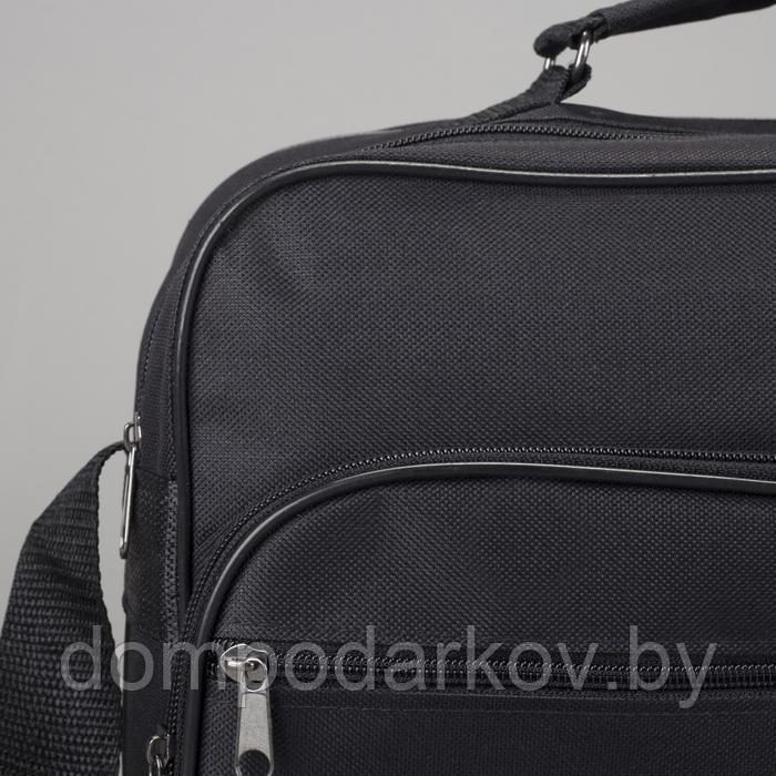 Сумка деловая, отдел на молнии, наружный карман, длинный ремень, цвет чёрный - фото 4 - id-p134640084