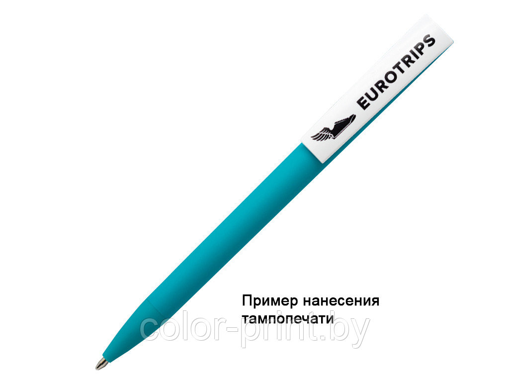 Ручка шариковая, пластик, софт тач, бирюзовый/белый, Z-PEN - фото 4 - id-p97247122
