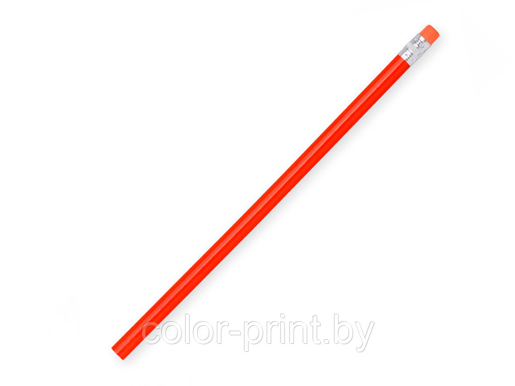 Карандаш деревянный НВ твердость со стеркой, цвет оранжевый/оранжевый
