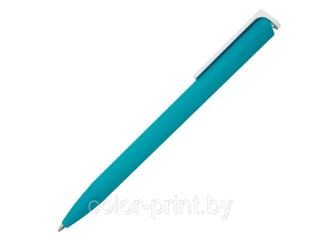 Ручка шариковая, пластик, софт тач, бирюзовый/белый, Click