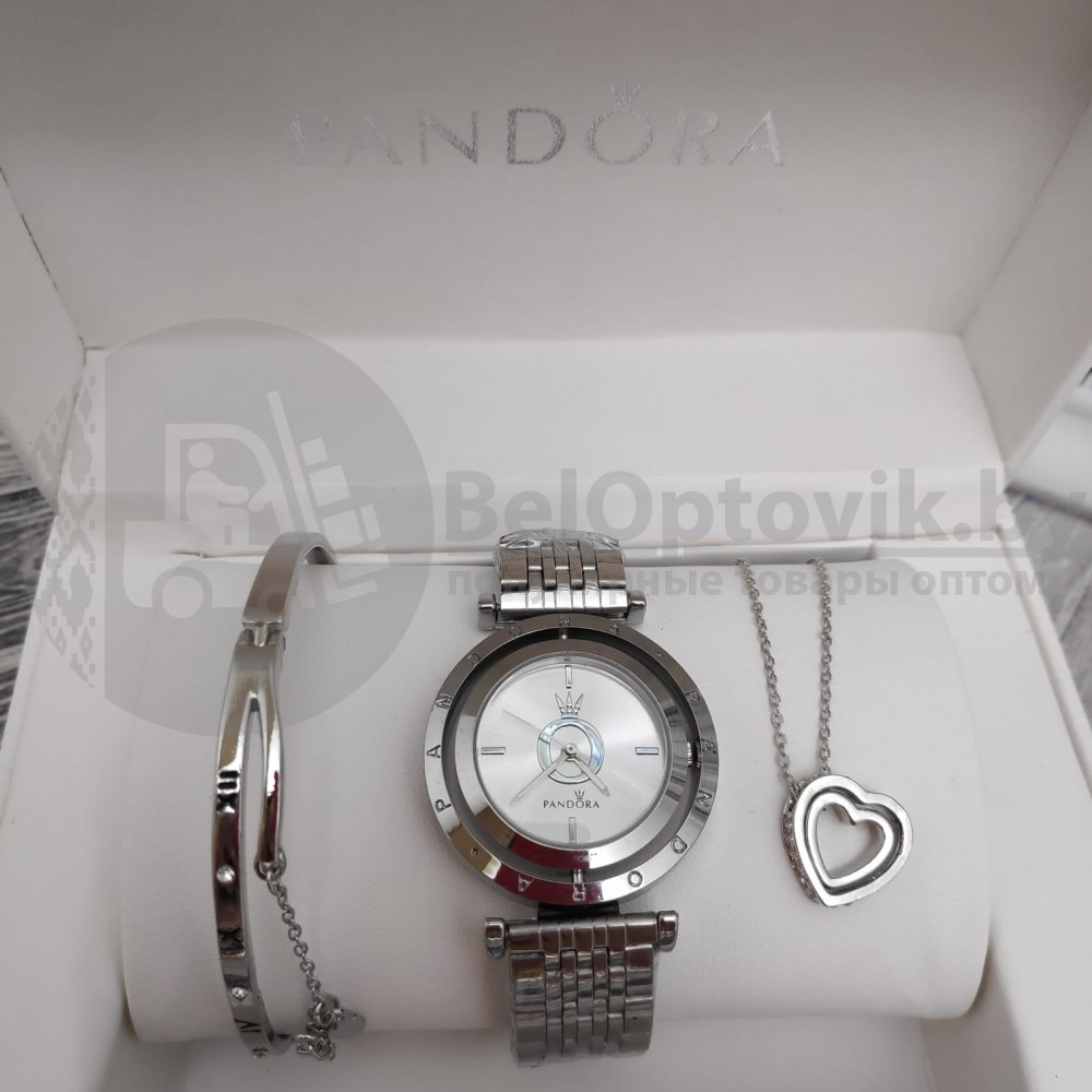 Подарочный набор Pandora (часы, подвеска-Сердце, браслет) Золото с черным циферблатом - фото 9 - id-p134660316