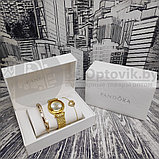 Подарочный набор Pandora (часы, подвеска-Сердце, браслет) Серебро с черным циферблатом, фото 8