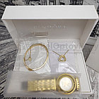 Подарочный набор Pandora (часы, подвеска-Сердце, браслет) Золото с черным циферблатом, фото 5