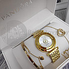 Подарочный набор Pandora (часы, подвеска-Сердце, браслет) Золото с черным циферблатом, фото 6