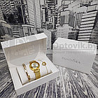 Подарочный набор Pandora (часы, подвеска-Сердце, браслет) Золото с черным циферблатом, фото 8
