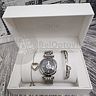 Подарочный набор Pandora (часы, подвеска-Сердце, браслет) Серебро с белым циферблатом, фото 3