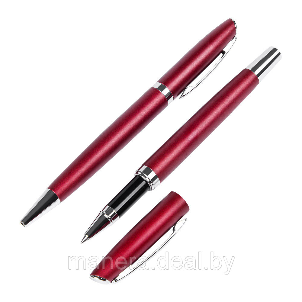 Набор ручка шарик/автомат+роллер "Alphabet" красный - фото 1 - id-p134720143