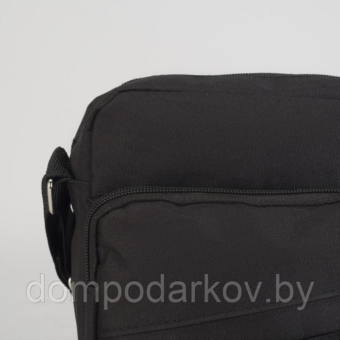 Планшет мужской, 2 отдела на молниях, наружный карман, регулируемый ремень, цвет чёрный - фото 4 - id-p134744223