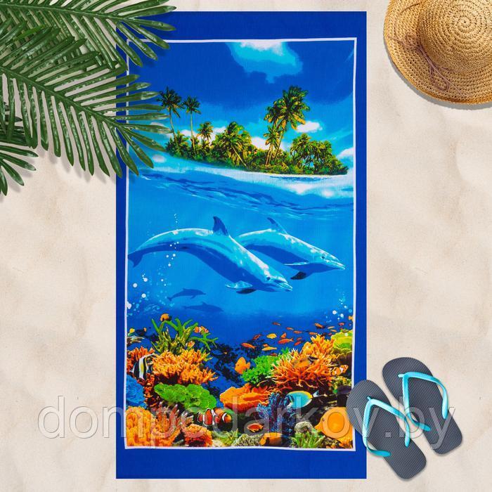 Вафельное полотенце пляжное «Дельфин» 80х150 см, разноцветный, 160г/м2,хлопок 100% - фото 1 - id-p134744474