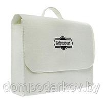 Набор банный портфель 5 предметов "ДОБРОПАРОВЪ", белый с черной вышивкой, фото 6