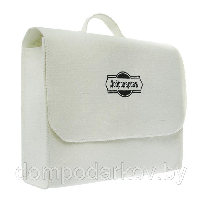 Набор банный портфель 5 предметов "ДОБРОПАРОВЪ", белый с черной вышивкой - фото 6 - id-p134744647