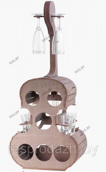Мини бар Виолончель деревянная с гравировкой темная
