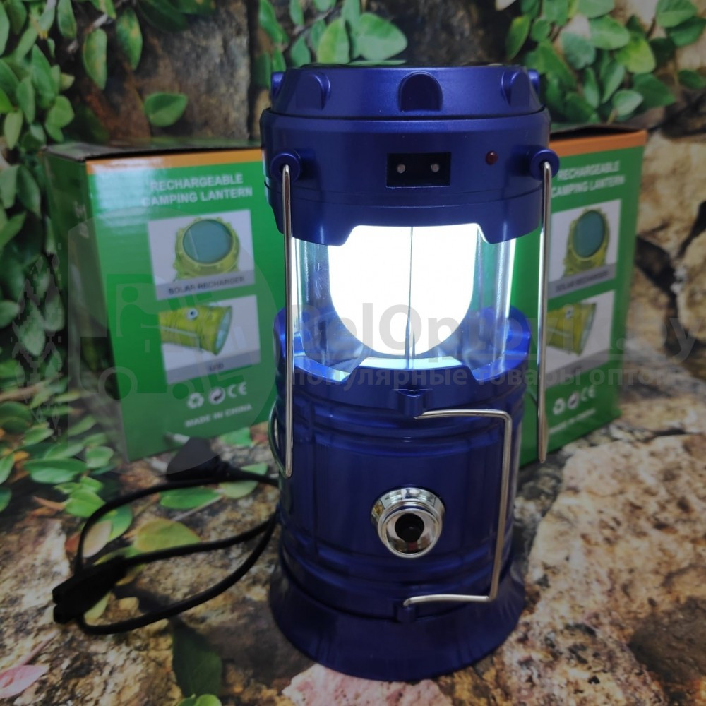 Универсальный складной кемпинговый фонарь 6 LED Solar Camping Lamp JH 5800T с солнечной панелью Синий - фото 7 - id-p134754180