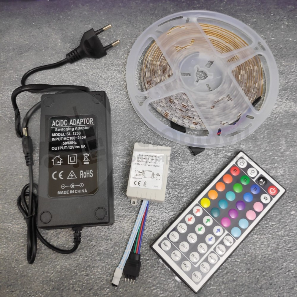 Светодиодная лента SMD 5050 S-935 ( 60LED/m, IP65, 12V, RGB) Блок питания, контроллер, пульт управления, 5 м - фото 7 - id-p134757387