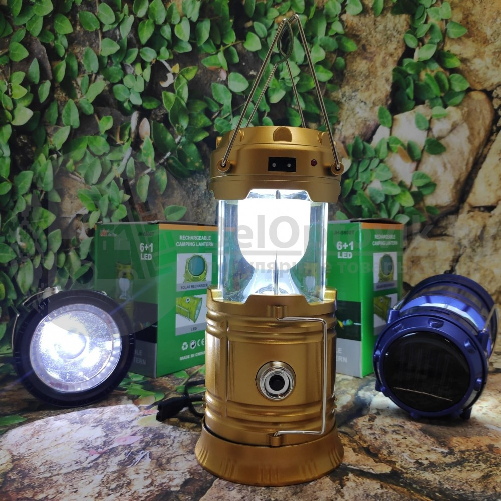 Универсальный складной кемпинговый фонарь 6 LED Solar Camping Lamp JH 5800T с солнечной панелью Золото - фото 2 - id-p134757389