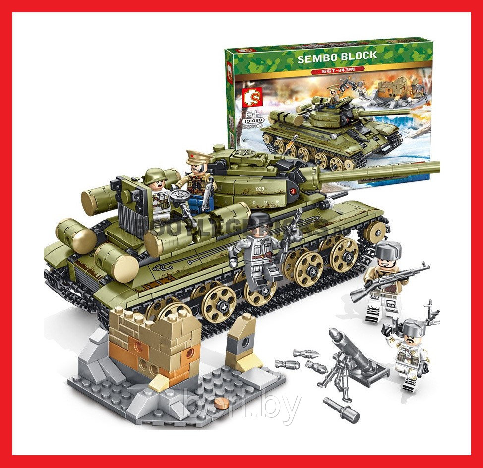 101038 Конструктор Sembo Block "Советский танк T-34", 683 детали