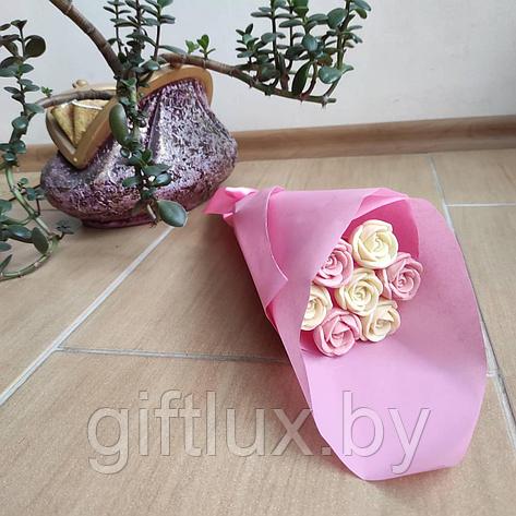 Набор подарочный Букетик-комплимент "Шоколадные розы"( 7 шт.),11*28 см бело-розовый, фото 2