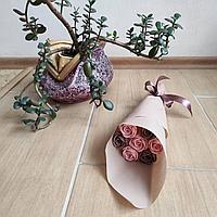 Набор подарочный Букетик-комплимент "Шоколадные розы"( 7 шт.),11*28 см розово-шоколадный