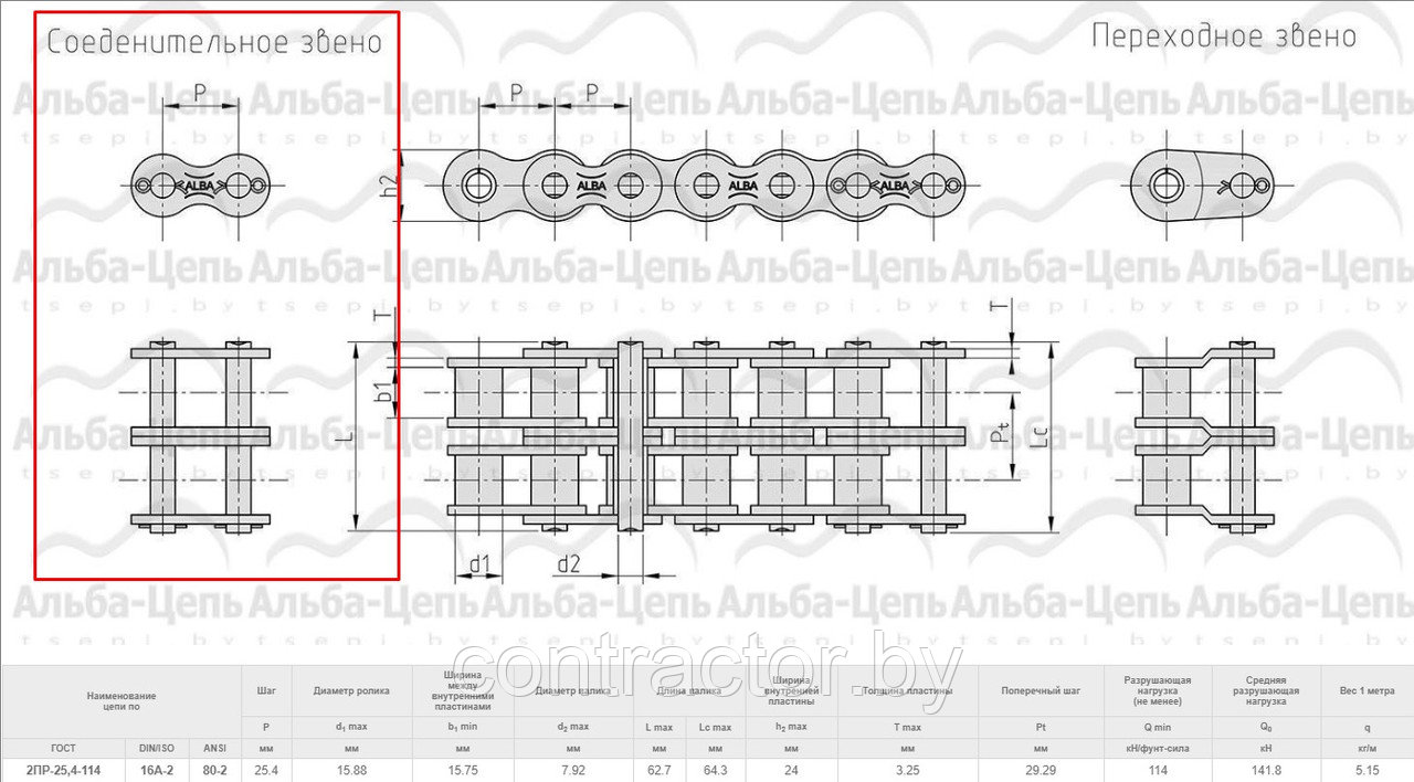 Звено соединительное 16А-2 (С-2ПР-25,4)