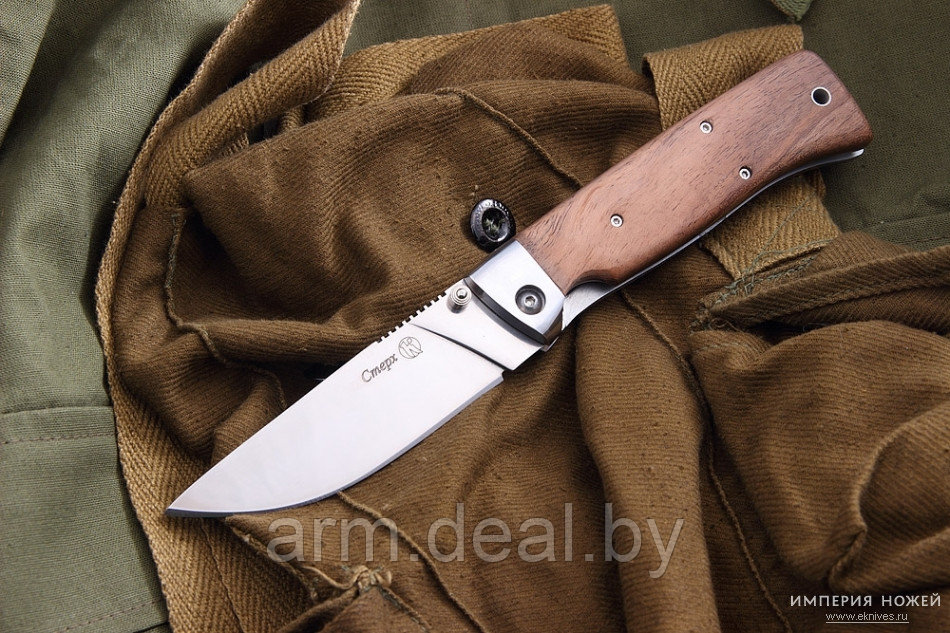 Нож складной СТЕРХ сталь Х12МФ (дерево/стальные притины) - фото 2 - id-p82886138
