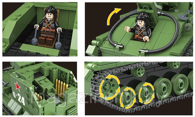 Конструктор Самоходная артиллерийская установка СУ-76, 100085 Quanguan, аналог LEGO (Лего) - фото 2 - id-p134778908