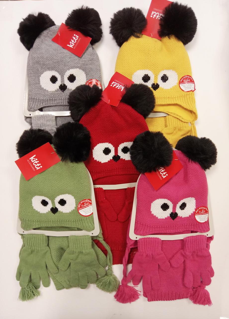 Комплект для девочки (шапка,шарф,перчатки) модель Р-К2920-01 - фото 1 - id-p134779451