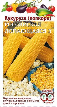 Кукуруза Российская лопающаяся (попкорн). 5 г. "Гавриш", Россия.