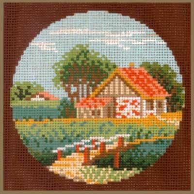 1818-007 Канва с нанесенным рисунком "Загородный дом", 18х18 см, фото 2