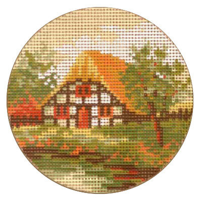 R1515-017 Канва с нанесенным рисунком "Деревенский дом​​​​​​​", 15х15 см, фото 2