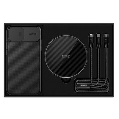 Подарочный комплект Nillkin Fancy Pro (беспроводное ЗУ + чехол +кабель 3в1) черный для Apple iPhone 11 Pro - фото 1 - id-p134775692