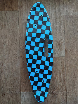 Пенниборд скейтборд со светящимися полиуретановыми колесами 60см и ручкой Penny board Чёрно-голубой шашечки