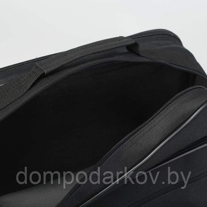 Сумка мужская, 2 отдела на молниях, 2 наружных кармана, регулируемый ремень, цвет чёрный - фото 5 - id-p134787464
