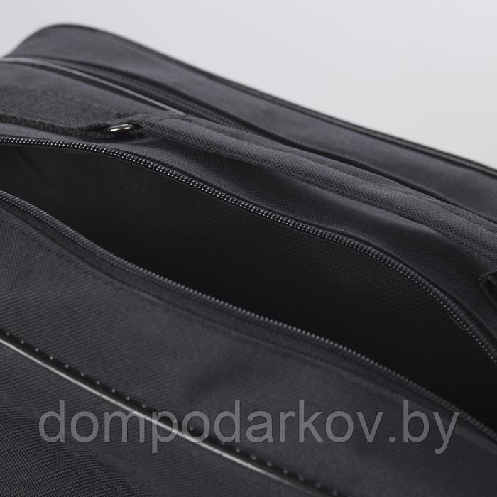 Сумка деловая, отдел на молнии, 2 наружных кармана, длинный ремень, цвет чёрный - фото 4 - id-p134792570