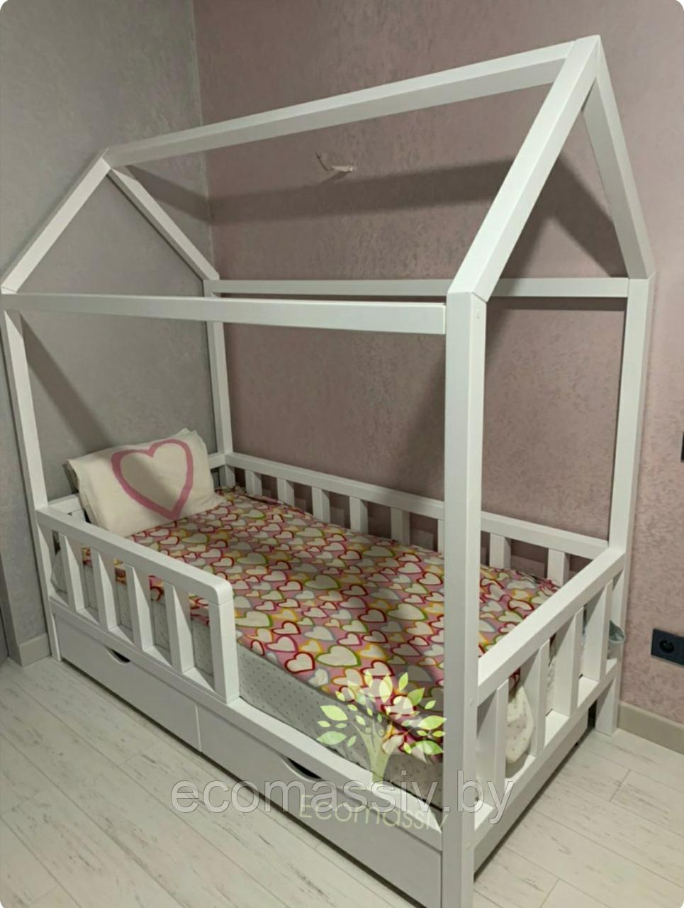 Кровать детская Домик с забором - фото 1 - id-p115728039