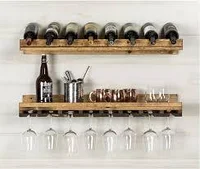 Полка настенная из массива сосны "Для Вина и Бокалов №7"