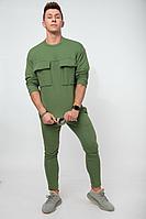Мужской осенний трикотажный зеленый спортивный спортивный костюм HIT 0314 светло-зелёный 46р.