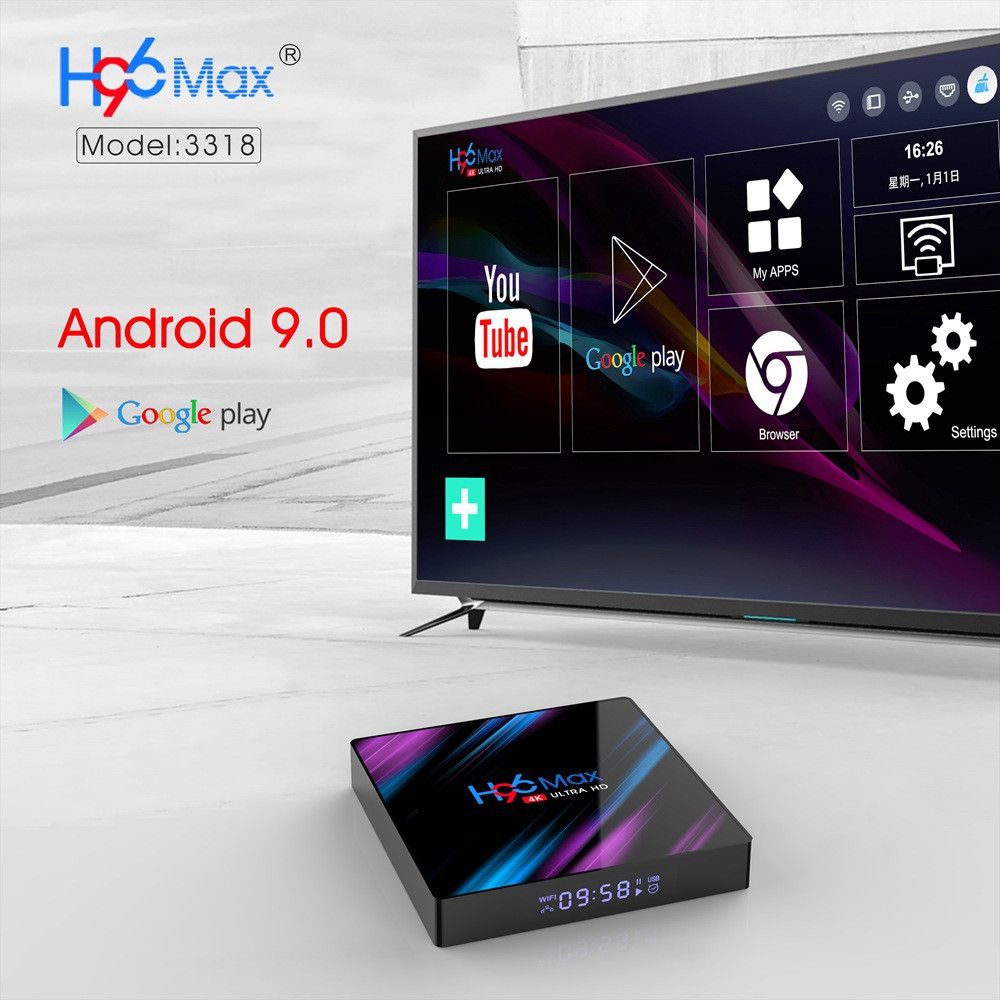 Смарт ТВ приставка H96 MAX RK3318 2G + 16G сирень TV Box андроид - фото 7 - id-p134883839