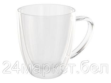Кружка стеклянная с двойными стенками, 310 мл, серия Forte, QWERTY (Чашка стеклянная, ручной работы, с