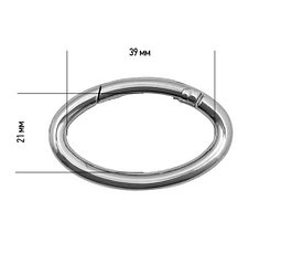 Карабин металл овал TBY-839202 Ø 48*30 мм (внутр. 39*21 мм) цв.никель