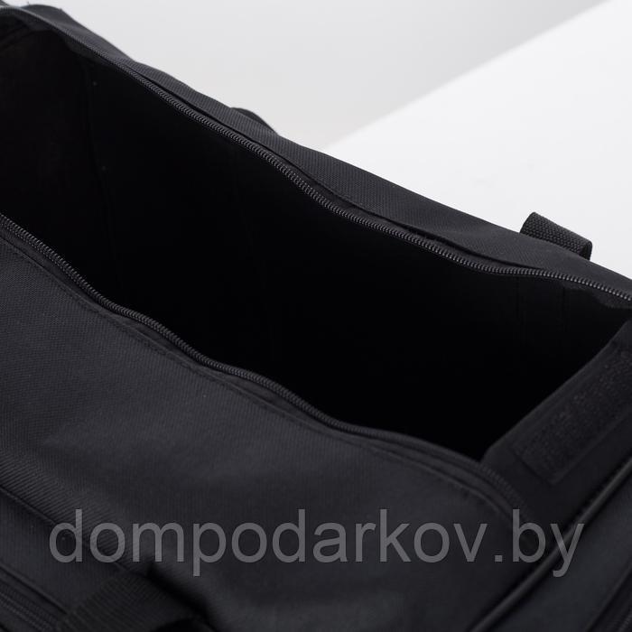Сумка спортивная, отдел на молнии, 3 наружных кармана, длинный ремень, цвет чёрный - фото 4 - id-p134922596