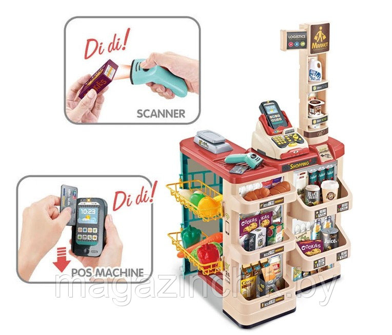 Игровой набор Супермаркет с тележкой 668-78, на батарейках, продукты, деньги - фото 4 - id-p134932209