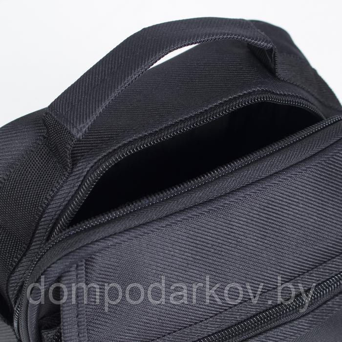 Сумка мужская, отдел на молнии, 2 наружных кармана, длинный ремень, цвет чёрный - фото 4 - id-p134937969