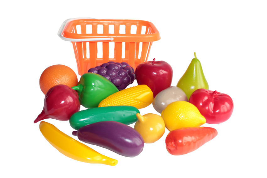 Игровой набор "овощи и фрукты в корзине" 17 предметов, фото 1