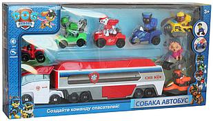 Автовоз трейлер и 7 машинок с фигурками Щенячий патруль со звуком и лифтом арт. 7113