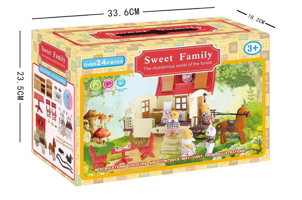Игровой набор Happy family 1505 Sweet Family Карета -Повозка (обоз, лошадь, мебель, пара мышек) 1505