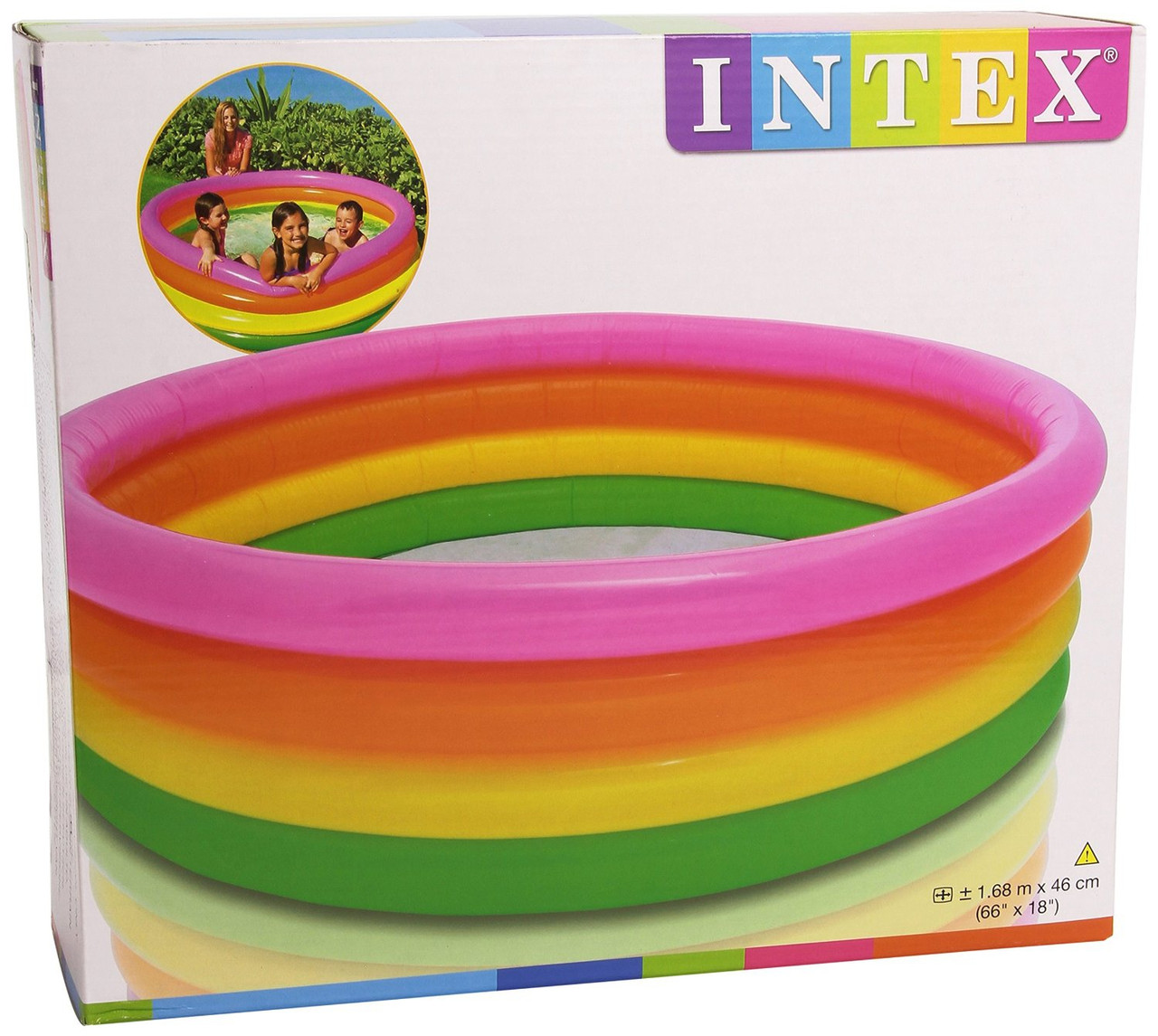 Детский надувной бассейн INTEX 56441 Радуга, 168x46, интекс, 4 кольца