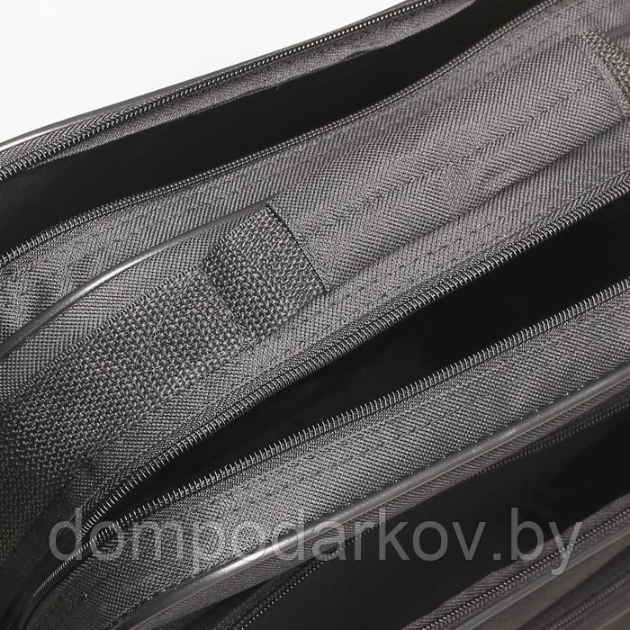 Сумка мужская, 2 отдела на молниях, 3 наружных кармана, цвет чёрный - фото 5 - id-p99611006
